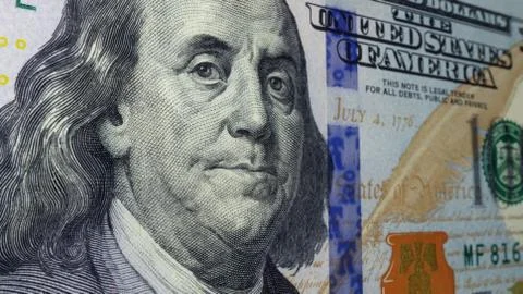 Benjamin Franklin on the $100 bill Stock Illustration