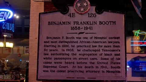 Benjamin Franklin Booth info board at Beale Street in Memphis - the home of Stock Footage 226192568