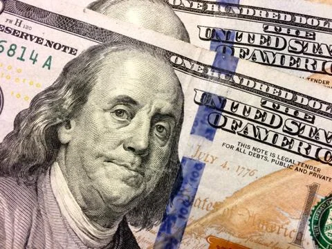 Benjamin Franklin close up engraving Stock Photos