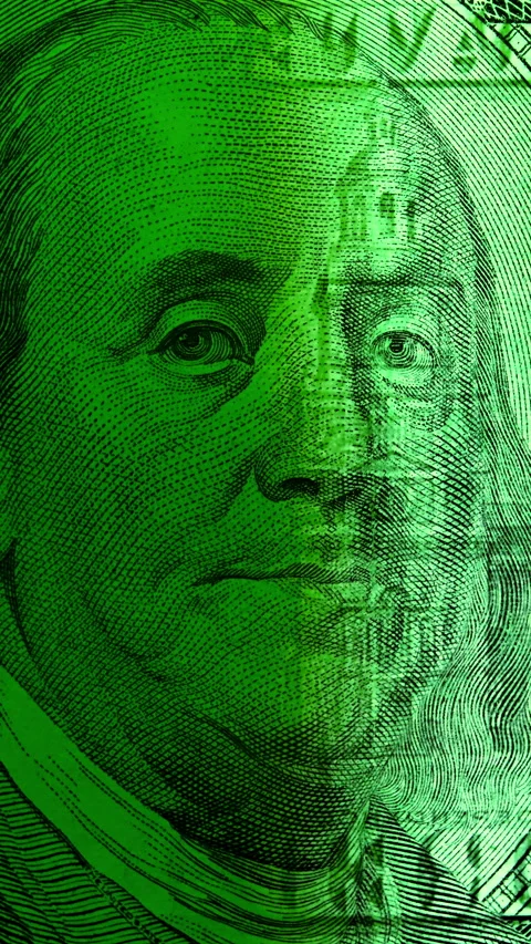 Benjamin Franklin dollar bill close up. Video stock 346467412