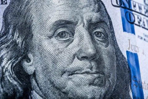 Benjamin Franklin on dollar bill Stock Photos