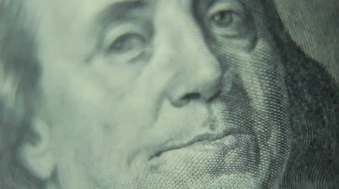 Benjamin Franklin face on $100 bill Stock Footage 39539848