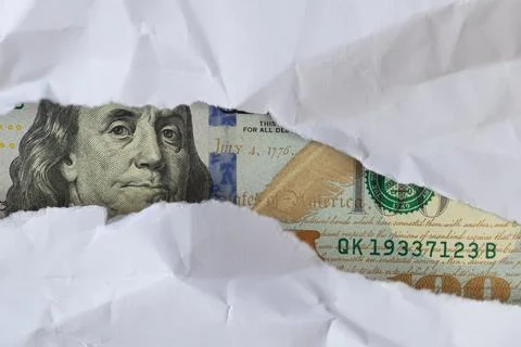 Benjamin Franklin macro peeking through Stock Photos
