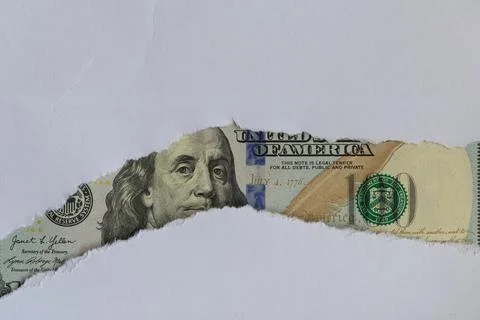 Benjamin Franklin macro peeking through Stock Photos