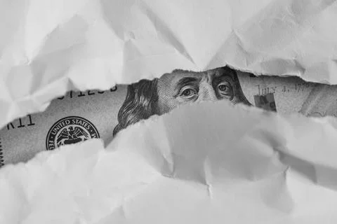 Benjamin Franklin macro peeking through Stock Photos