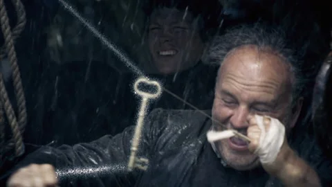 Benjamin Franklin making kite experiment, 1752 - Reenactment Stock Footage 202903858