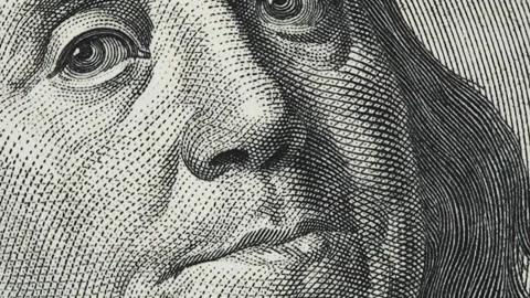 Benjamin Franklin on old US 100 dollar bill slow rotating. Stock video footage Stock Footage 101349903