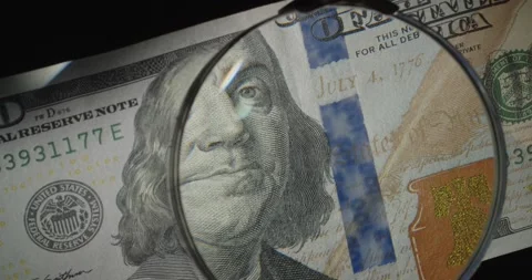 Benjamin Franklin on old US 100 dollar bill slow rotating Stock Footage 167121305