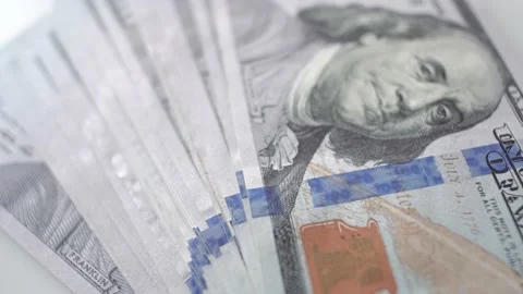 Benjamin Franklin Portrait On 100 Us Dollar Bill Close Up Stock Footage 175331490