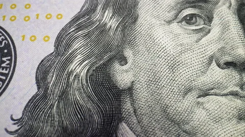 Benjamin Franklin s Face On One Hundred Dollar Notes Macro Shot. Finance and Stock Footage 165334340