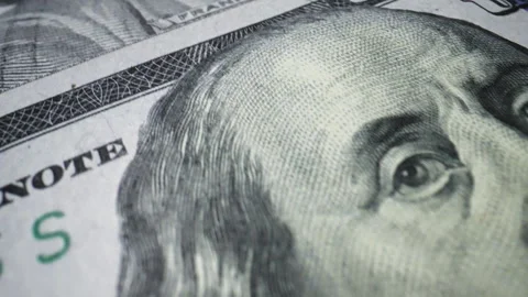 Benjamin Franklin s Face On One Hundred Dollar Notes Macro Shot. 100 USA Dollars Stock Footage 240455968