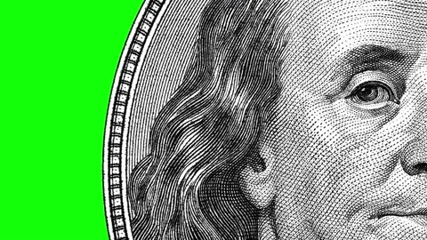 Benjamin Franklin transition green screen animation Video stock 141366750