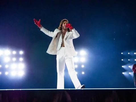 Benjamin Ingrosso performing a medley at Semifinal 1 of Eurovision 2024 Stock Photos