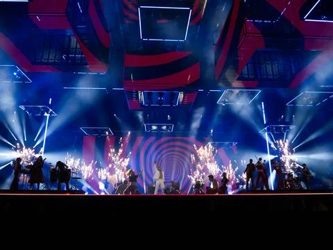 Benjamin Ingrosso performing a medley at Semifinal 1 of Eurovision 2024 Foto stock