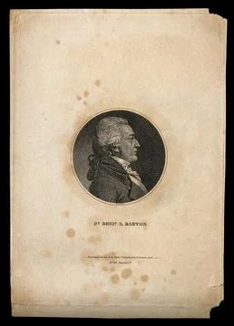 Benjamin Smith Barton. Stipple engraving by C. Gobrecht, 1816. Stock Illustration