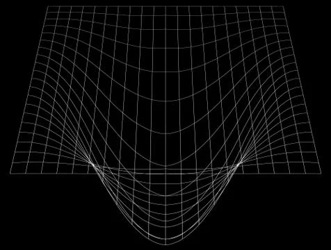 Bent grid in perspective. 3d mesh with convex distortion Stock-Illustration