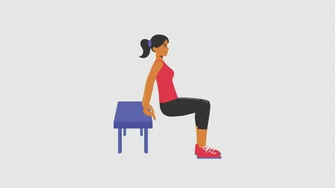 Bent Knees Bench Dip Exercise Animation 4k Looping Stock Footage 318771826