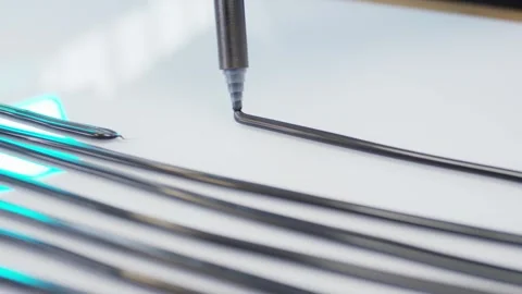 Bent Metal Heating Element Forming Process, Precision Manufacturing, Macro Shot Stock Footage 340358804