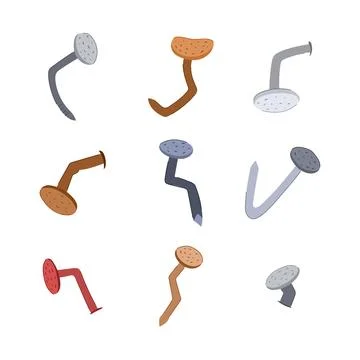 Bent nail set cartoon vector illustration Ilustração Stock