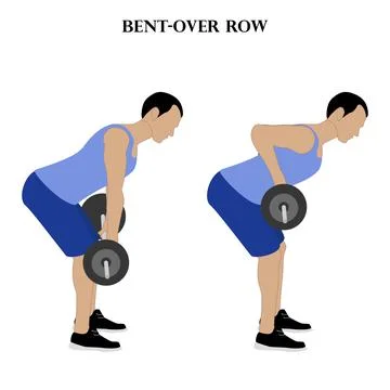 Bent-over row exercise strength workout vector illustration Ilustração Stock