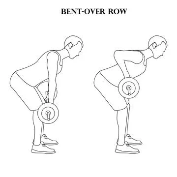 Bent-over row exercise strength workout vector illustration outline Ilustração Stock