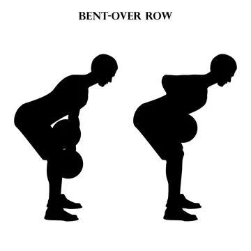 Bent-over row exercise strength workout vector illustration silhouette Ilustração Stock