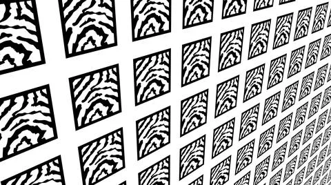 Bent perspective zebra pattern wall illustration Stock Illustration