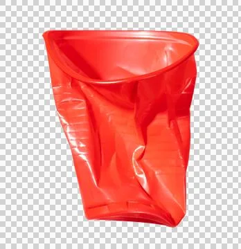 Bent Red Plastic Cup Isolated on Transparent Background Stock Photos