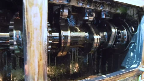 Bent shaft of the ship engine. Stock Footage 142685910