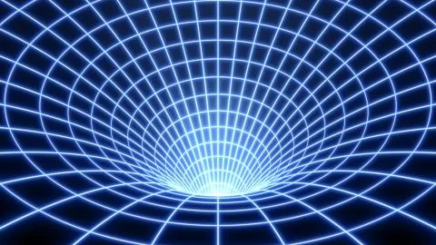 Bent Spacetime Warped Grid Wormhole Funnel Dimensional Relativity Stock Illustration