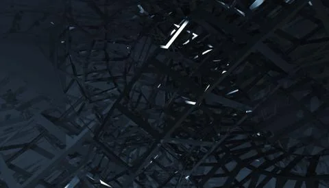 Bent wire-frame structure in the dark. 3d Illustrazione stock