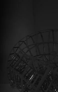 Bent wire-frame structure in the dark. Vertical 3d Stock Illustration