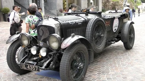 Bentley Car Oldtimer, St.Moritz Switzerland Stock Footage 7752142