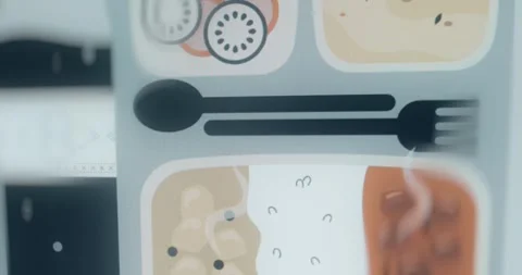 Bento box with different compartments of food Stock Footage 314853228