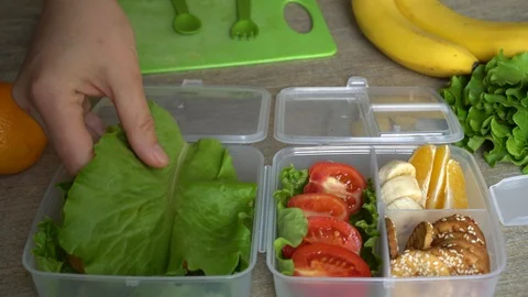 Bento box lunch for back to school and work lunches Stock Footage 96997847