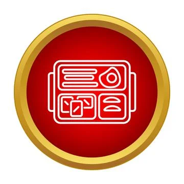 Bento box meal icon in red button Stock Illustration