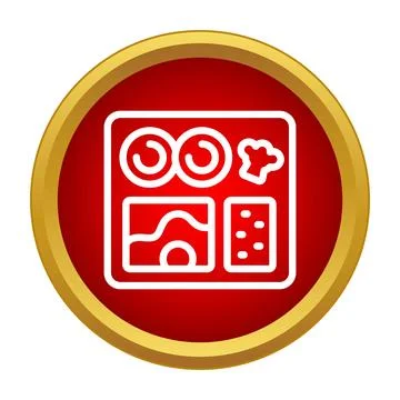 Bento box meal icon in red button design Stock Illustration