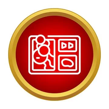 Bento box meal icon on red circle button Stock Illustration