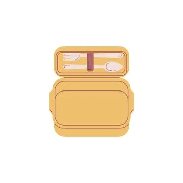 Bento box. Yellow empty plastic box. Stock Illustration