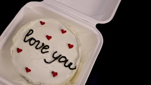 Bento cake, cupcake in the box rotates, valentine's day gift for a lover Stock Footage 232423025