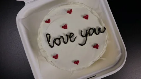 Bento cake, cupcake in the box rotates, valentine's day gift for a lover Stock Footage 232423056