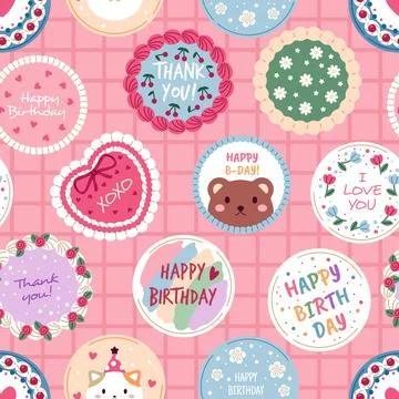 Bento cakes seamless pattern. Repeated cute Asian sweets, Korean mini pastry Stock Illustration