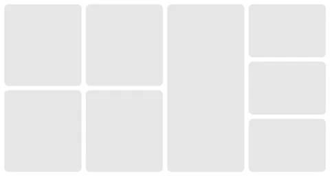 Bento grid template layout shape. Bento box modular collage frame design Stock Illustration