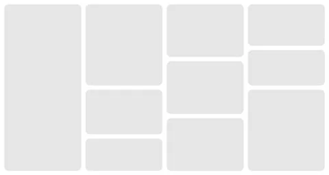 Bento grid template layout shape. Bento box modular collage frame design Stock Illustration