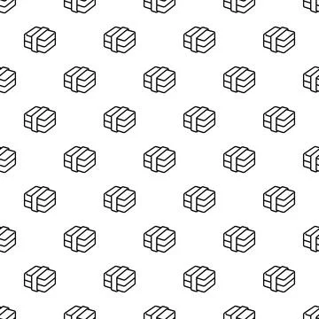 Bento lunchbox food seamless pattern outline icon design Stock Illustration