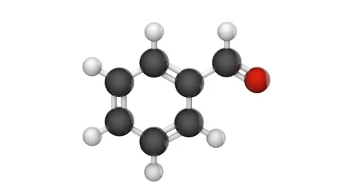 Benzaldehyde. C7H6O. Seamless loop. White background Stock Footage 154643762