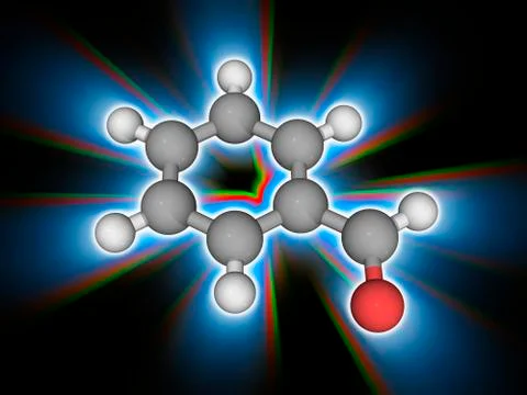 Benzaldehyde organic compound molecule Stock Illustration
