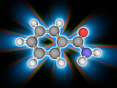 Benzamide organic compound molecule Stock Illustration