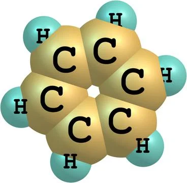 Benzene molecular structure on white background Stock Illustration