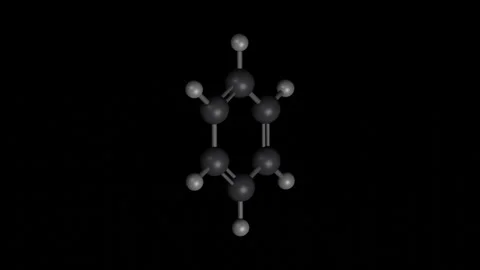 Benzene molecule 3D building and rotating on black, 4K scientific loop Vídeos de archivo 344702000